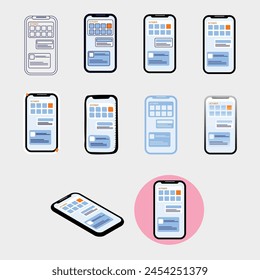 Vector illustration mobile icon pack flat editable