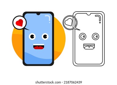 ilustración vectorial de un móvil sobre un fondo blanco. páginas coloreadas para niños. archivo de pasos
