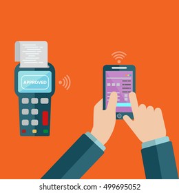 Vector Illustration of mobile payment via smartphone.