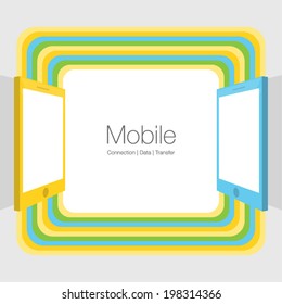 Vector illustration of mobile phone or app connection or communication feature