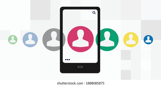 ilustración vectorial de los usuarios de aplicaciones de teléfonos móviles con imágenes de verificación e identificación