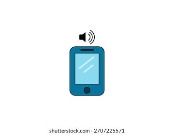 Vector illustration of a mobile phone with a call notification sound sign