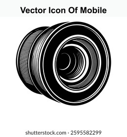 Vector Illustration of a Mobile Phone Camera Lens in Black and White