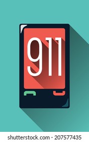 vector illustration mobile phone dialed number 911