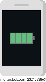 Ilustración vectorial de un teléfono móvil con una batería completamente cargada.