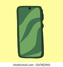 Vector illustration of mobile phone in green colors.