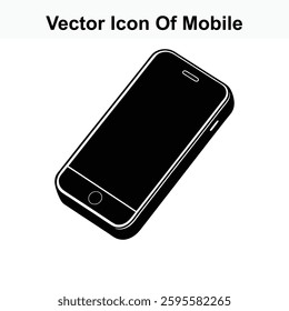 Vector Illustration of a Mobile Phone Icon in Black and White