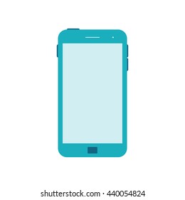 Vector Illustration of a mobile Phone icon. isolated on White background.Blue smart Phone over White. Blank Screen.