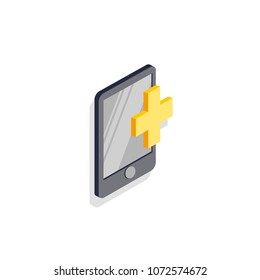 vector illustration of a mobile phone in isometric on a white background
