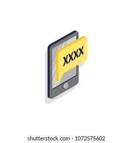 Vector Illustration Of A Mobile Phone In Isometric With A Promo Code On A White Background