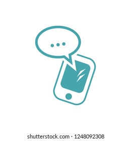 Vector illustration of a mobile phone and message. Picture of phone and symbol of the message. Vector icon.