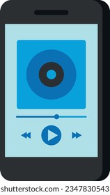 Vector illustration of a mobile phone with a music player. Listen to songs online.