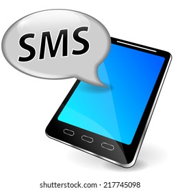Vector illustration of mobile phone with sms speech bubble
