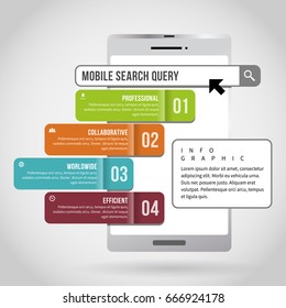 Vector illustration of mobile search query infographic design element.