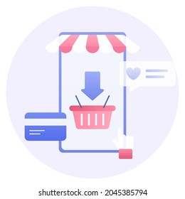 Ilustración vectorial de las compras móviles.
