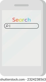 Vektorgrafik von Handy Smartphone mit einer Webseite eines Internet-Browsers. Suchen Sie Informationen im Netz.