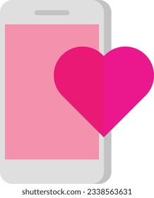 Ilustración vectorial de teléfono móvil inteligente con corazón, citas por internet.
