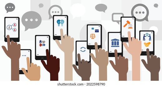 vector illustration of mobile technologies in electronic government administrative services