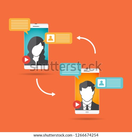 Vector illustration of mobile video conference concept design element.