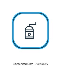 Vector Illustration Of Mocha Grinder Outline. Beautiful Java Element Also Can Be Used As Mill Element.