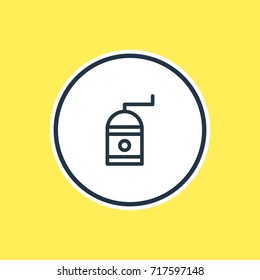 Vector Illustration Of Mocha Grinder Outline. Beautiful Drink Element Also Can Be Used As Mill Element.