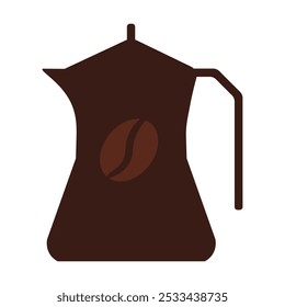 Vector illustration of a mocha pot in solid cartoon style. Coffee-themed event, a cafe menu element, a coffee shop advertisement, a coffee-related blog post. Barista equipment