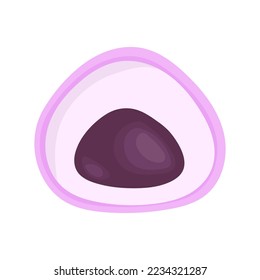 Vector illustration of mochi with azuki bean paste. Japanese traditional dessert. Asian food.