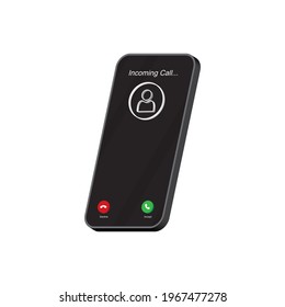 Vector illustration of mock up with incoming call screen with 3D style. Accept button. Decline button. High resolution vector. Vector editable