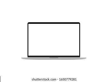 Ilustración vectorial de un equipo portátil moderno con pantalla en blanco con espacio de copia aislado en fondo blanco