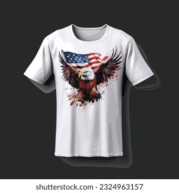 Vector Illustration of a mockup of a t shirt containing eagle with a USA national flag. 