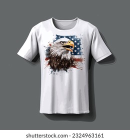 Vector Illustration of a mockup of a t shirt containing eagle with a USA national flag. 