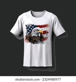 Vector Illustration of a mockup of a t shirt containing eagle with a USA national flag. 