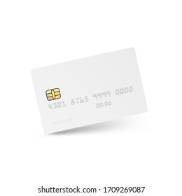 Vector Illustration Of Mockup White Credit Card Isolated On Light Background. Vector Illustration