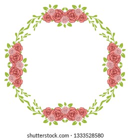 Vector illustration model pink flower frames blooms hand drawn
