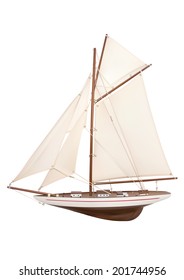 Vector illustration of model single-masted sailing classic yacht