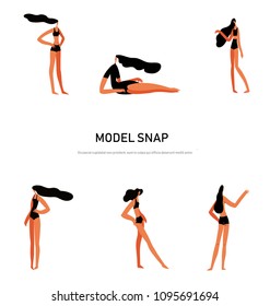 Ilustración vectorial con modelo. Estilo retro a la moda. Uso en proyectos Web y aplicaciones.