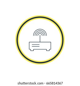 Vector Illustration Of Modem Outline. Beautiful Laptop Element Also Can Be Used As Router Element.
