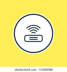 Vector Illustration Of Modem Outline. Beautiful Network Element Also Can Be Used As Wifi Element.