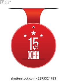 Vector illustration modern 15% off banner, Isolated web element.