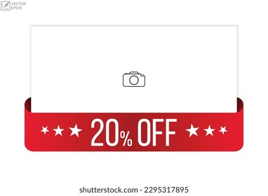 Ilustración vectorial moderna 20% off banner, elemento web aislado.