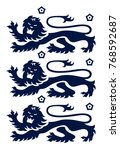 Vector illustration of modern 3 lion crest from England, UK