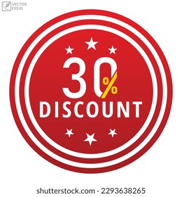 Vector illustration modern 30% Discount banner, Isolated web element.