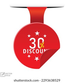 Vector illustration modern 30% Discount banner, Isolated web element.