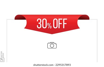 Ilustración vectorial moderna 30% off banner, elemento web aislado.
