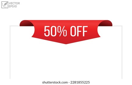 Vector illustration modern 50% off banner, Isolated web element.