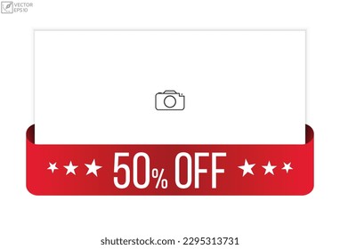 Vector illustration modern 50 Percentage off banner, Isolated web element.