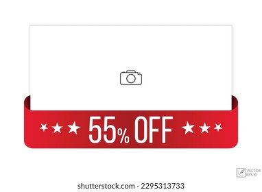 Vector illustration modern 55% off banner, Isolated web element.