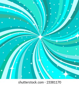 Vector illustration of modern, abstract background decorated with waves and stars.
