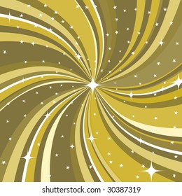 Vector illustration of modern, abstract background decorated with waves and stars.