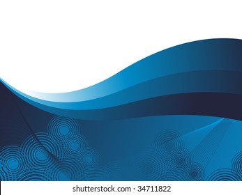 Vector illustration of modern, abstract background with circle and waves
